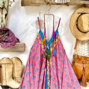 Southwestern feather boho necklace multicoloured w Gypsy/hippy vibe